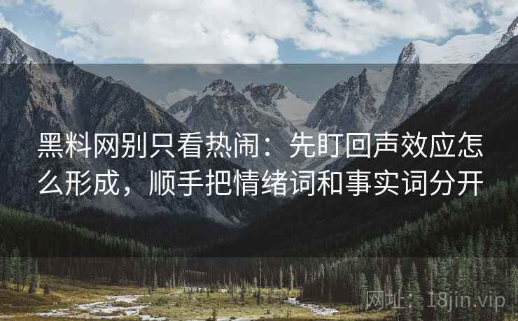 黑料网别只看热闹：先盯回声效应怎么形成，顺手把情绪词和事实词分开